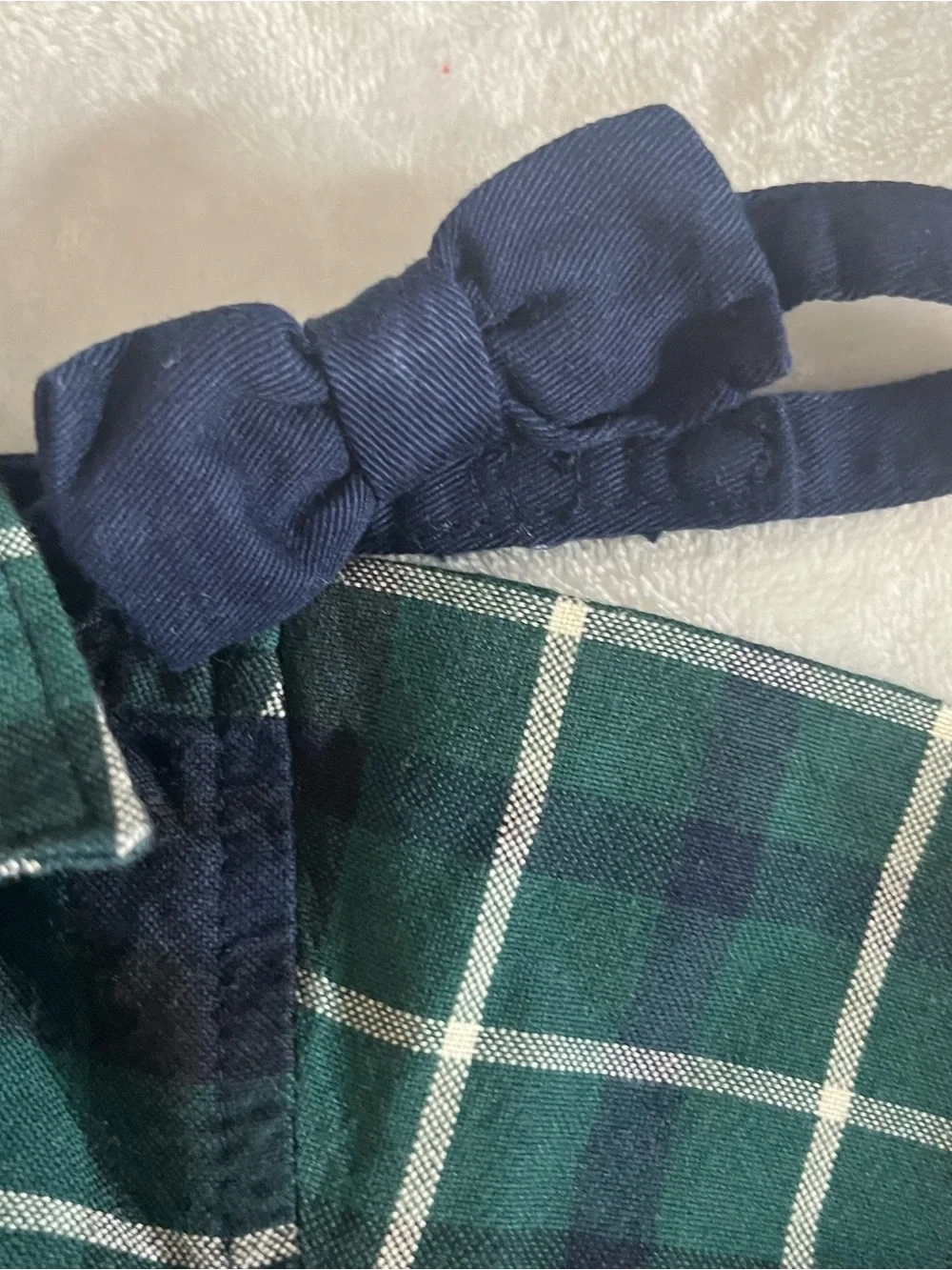 The Children's Place Green & Navy Plaid Button Up Bow Tie Shirt Onesie 6~9M